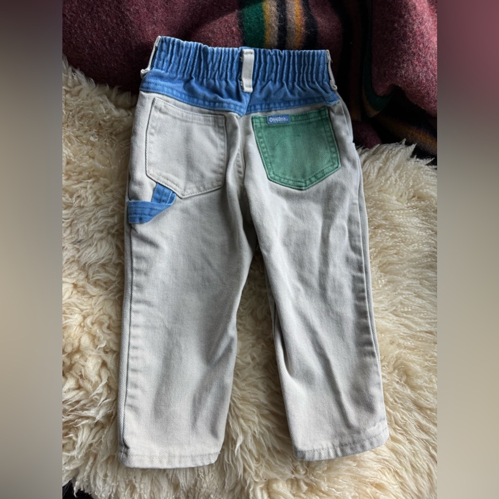 Vintage Oshkosh 2t carpenter style jeans color blocked denim made in USA